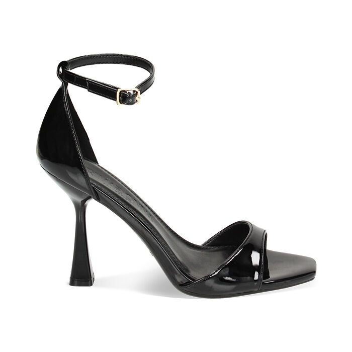 Sandali donna con tacco neri in vernice Primadonna Collection