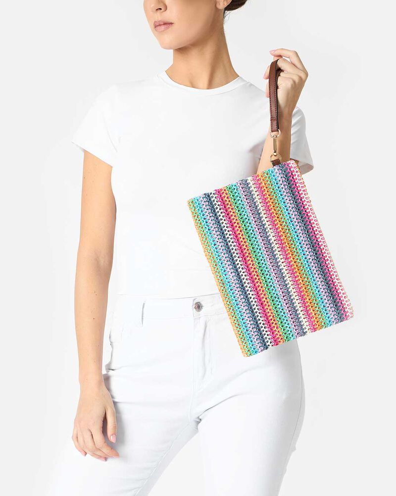 Pochette donna mare multicolor in raffia image number null