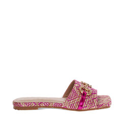 Sandalias planas mujer fucsias en rafia, Primadonna, 254952506RFFUCS036, 001a