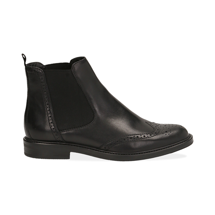 Chelsea boots neri in vera pelle, Stivaletti, 147729508PENERO036