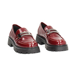 Mocasines burdeos brillantes con tacón de 4,4 cm, Primadonna, 264954315EUBORD035, 003 preview