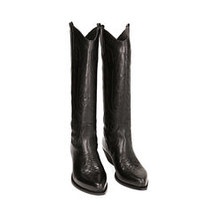 Bottes santiags noires en cuir à talon 5.5 cm, Primadonna, 21B814103PENERO035, 002 preview