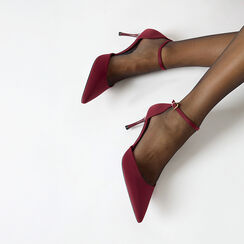 Décolleté open shank bordeaux in tessuto con tacco 7,5 cm, Primadonna, 262178010LYBORD038, 002 preview