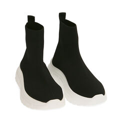 Slip-on en tissu noir, compensé de 5 cm, Primadonna, 202835531TSNERO035, 002 preview