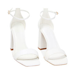 Sandali bianchi, tacco largo 10 cm, 232105106EPBIAN036, 002a