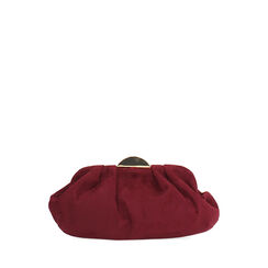 Clutch bordeaux in microfibra con chiusura color oro, Primadonna, 265126345MFBORDUNI, 001a