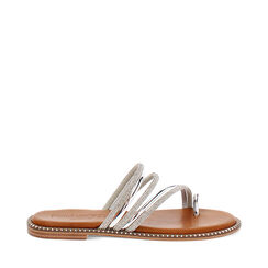 Sandali bassi donna argento a specchio con pietre, Primadonna, 254965518SRARGE036, 001a
