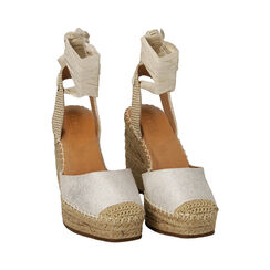 Espadrillas argento in canvas, zeppa 11,5 cm , Primadonna, 194930601CAARGE037, 002 preview