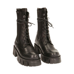 Botas negra de piel, tacón 5 cm, Primadonna, 18L603133PENERO036, 003 preview