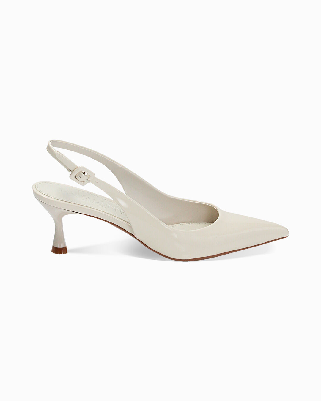 Décolleté slingback panna in vernice, tacco 6 cm