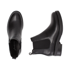 Chelsea boots neri in eco-pelle, tacco 4 cm , Scarpe, 140692012EPNERO036, 003 preview