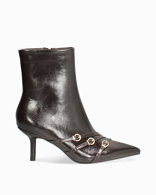 Botines marr&oacute;n oscuro con tac&oacute;n 7 cm, DK BROWN