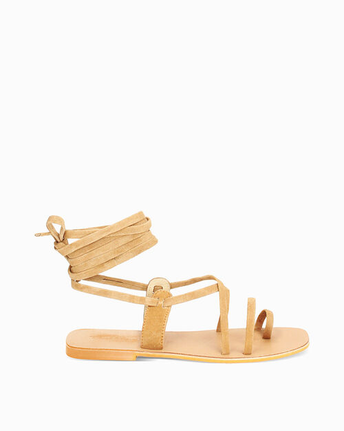 WOMEN SHOES FLAT SUEDE COGN, COGNAC