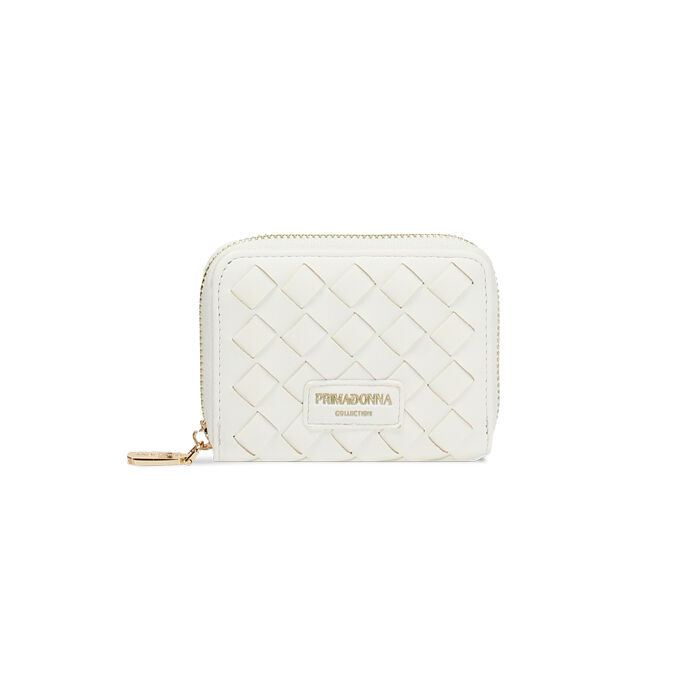 Petit portefeuille femme blanc tressé, Primadonna, 255700506EIBIANUNI