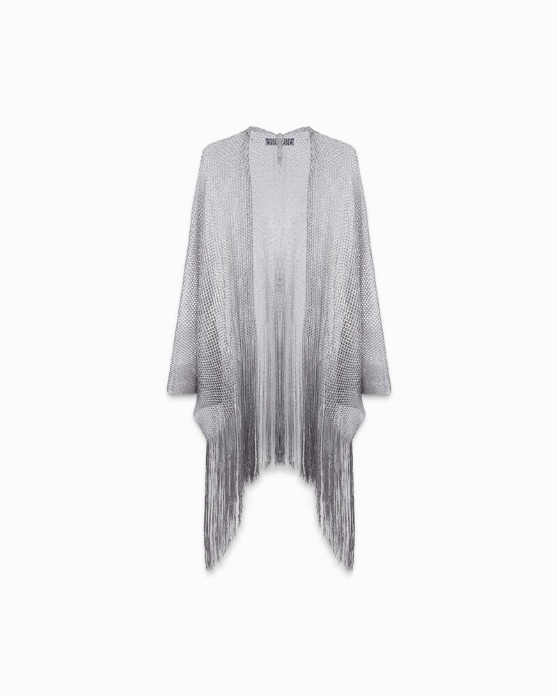 Poncho donna argento in tessuto laminato image number null