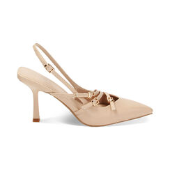 Décolleté slingback beige, tacco 8,5 cm, Primadonna, 232161225EPBEIG035, 001 preview