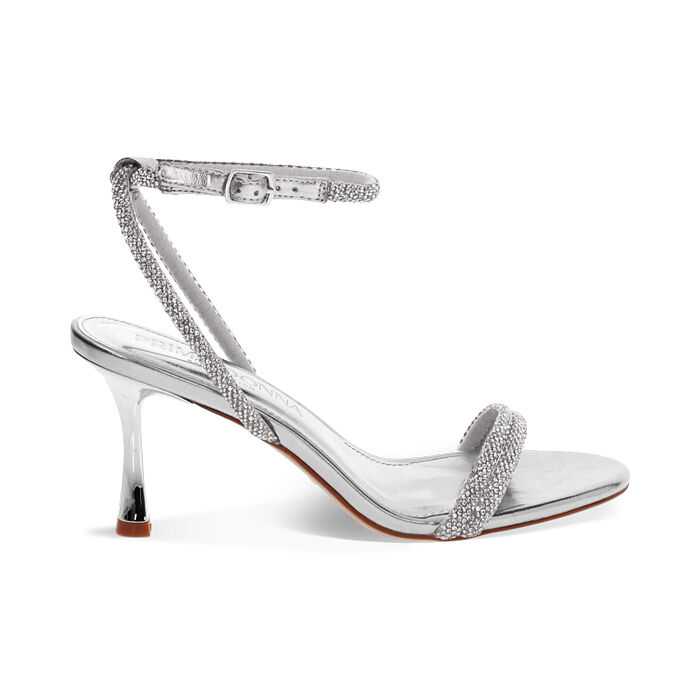 Sandales argent&eacute;es avec talon de 7,5 cm, Primadonna, 274979237LPARGE036