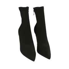 Ankle boots neri in tessuto, tacco 9,5 cm, Primadonna, 214912907LYNERO036, 002a