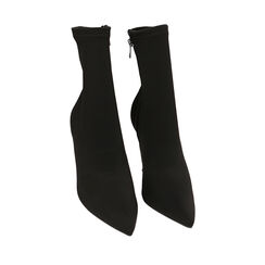 Botines de tela negra, tacón 9,5 cm, 214912907LYNERO039, 002a