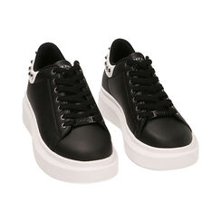 Sneakers nere con borchie, suola 4,5 cm, Primadonna, 222621101EPNERO035, 002 preview