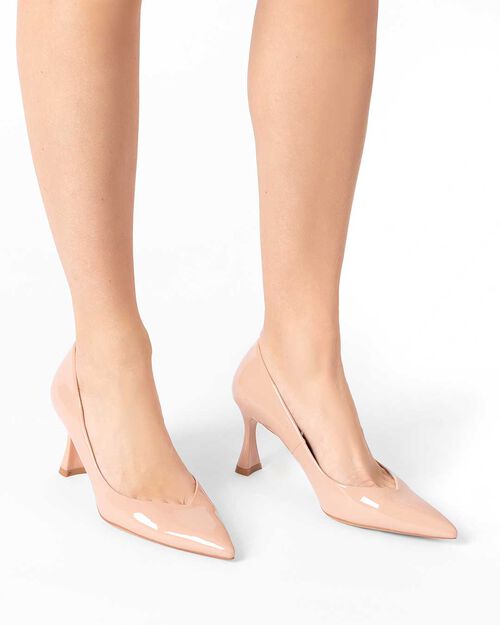 D&eacute;collet&eacute; donna nude in vernice, tacco 8 cm, NUDE