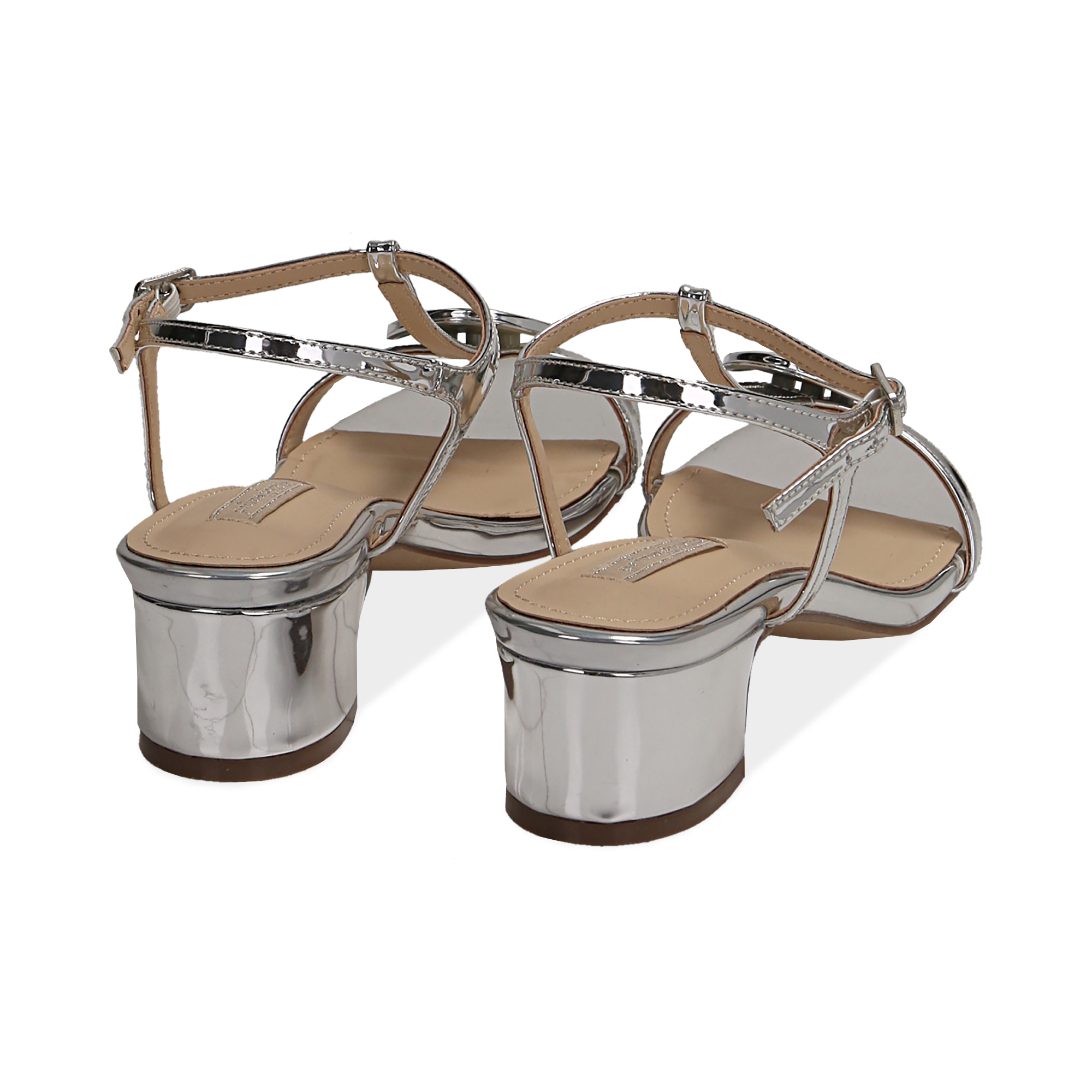 Sandali argento effetto mirror, tacco 4 cm | Primadonna Collection
