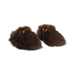 Pantofole testa di moro in pelo sintetico con suola in gomma, Primadonna, 264753201FUMORO035, 003 preview