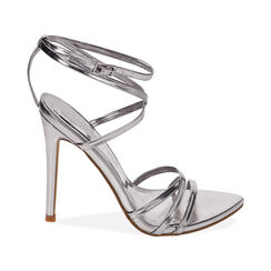 Sandali argento laminato, tacco 10,5 cm, Primadonna, 212173121LMARGE036, 001 preview