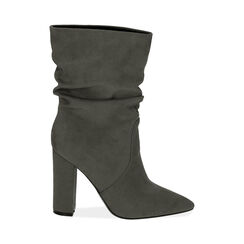Ankle boots grigi in microfibra, tacco 10,5 cm , SPECIAL SALE, 182134130MFGRIG040, 001 preview