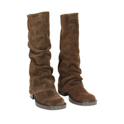 Stivali biker in camoscio testa di moro, Primadonna, 24A572025CMMORO035, 002a