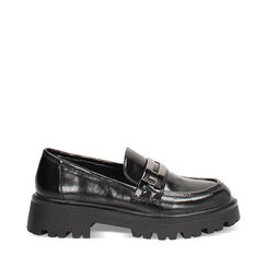 Mocasines de charol negros con tacón de 4,4 cm, Primadonna, 264954315EUNERO035, 001a