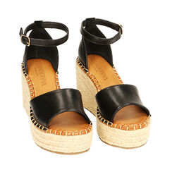 Sandali neri, zeppa 8,5 cm, Primadonna, 214907132EPNERO035, 002 preview