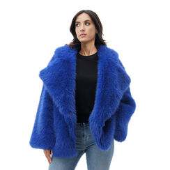 Cappotto in pelo sintetico blu cobalto a manica lunga, Primadonna, 24B424510FUBLCOI, 001 preview
