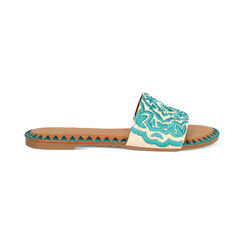 Sandaletti turchesi in rafia con ricami sulla tomaia, Primadonna, 254992873RFTURC035, 001 preview