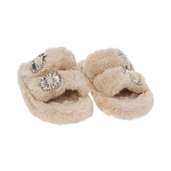 Ciabatte fluffy panna con cristalli, Primadonna, 224702218FUPANN038, 002 preview