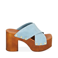 Sandali celesti in camoscio, tacco 9 cm, Ultime occasioni, 214387855CMCELE038, 001a