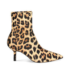 Tronchetto leopardato in tessuto, tacco 7 cm, Primadonna, 244972601LYLEOP041, 001a