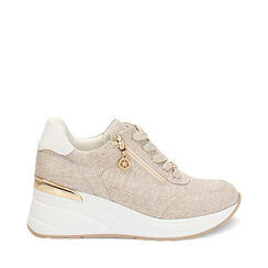 Zapatillas mujer beige en lona, Primadonna, 252812108CABEIG035, 001a