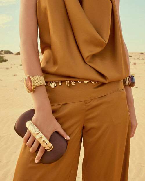 BAG CLUTCH BAG SATIN MORO, DK BROWN