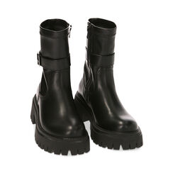 Stivaletti biker neri soft, tacco 5,5 cm, Primadonna, 220614820EPNERO035, 002 preview