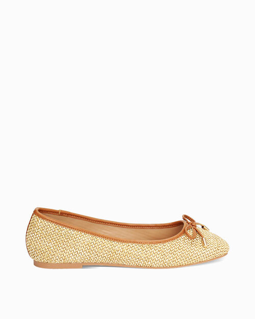 Bailarinas mujer beige de rafia, BEIGE