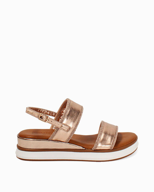 Zeppe rosa-oro con tacco 4,4 cm, MULTI COLOR