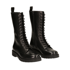 Anfibi con gambale medio neri in pelle, Primadonna, 167710810PENERO035, 002a