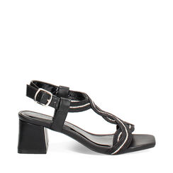 Sandale à talon femme noire en tissu, Primadonna, 254941725TSNERO035, 001a