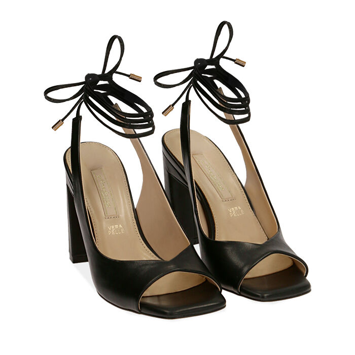 Sandalias negras con cordones, tacón 9,50 cm | Colección Primadonna  Collection