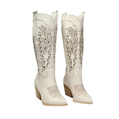 Bottes en cuir crème, Primadonna, 23L635050PEPANN035, 002a