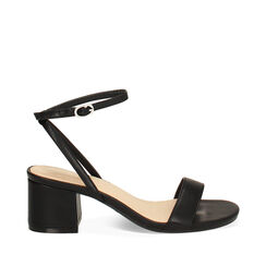 Sandalo donna nero, tacco largo 5,5 cm, Primadonna, 252770392EPNERO039, 001a
