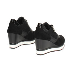Zapatillas deportivas negras en microfibra con tacón de 8,5 cm, Primadonna, 262811633MFNERO035, 004 preview