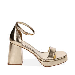 CALZATURA SANDALI CON TACCO LAMINATO ORO, Primadonna, 212158215LMOROG036, 001a