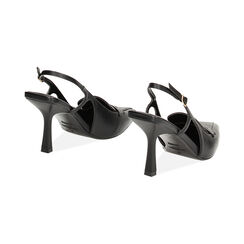 Mocassino slingback nero, tacco 8,5 cm, Primadonna, 232161250EPNERO035, 003 preview